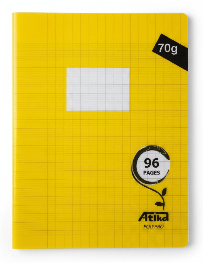 Cahier Polypro 96p A5 Jaune 70gr ATIKA