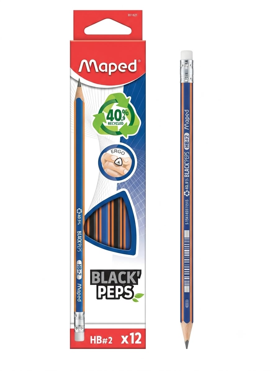 Crayon de papier Maped avec gomme HB=2