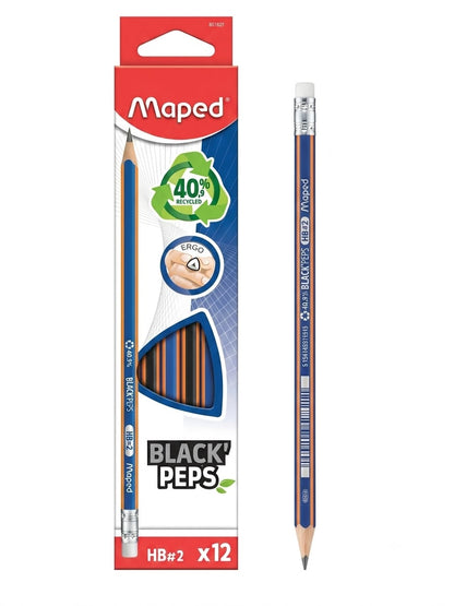 Crayon de papier Maped avec gomme HB=2